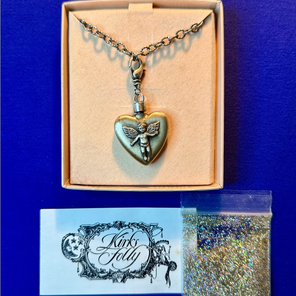 Kirks Folly ~ Angel Cherub Urn Necklace 34” Fairy Dust. - Picture 3 of 14